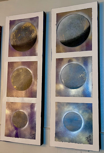 Triple Planets - Set of 2 Spray Paintings