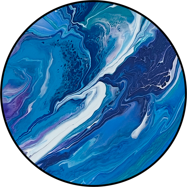 Frozen Current – 18x36 Inches Abstract Acrylic Painting | Ocean-Inspired Fluid Art on Canvas