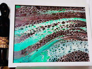 Emerald Drift – 11x14 Abstract Acrylic Painting on Canvas | Fluid Art with Swipe Technique