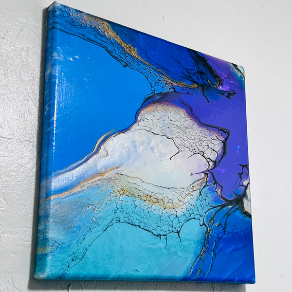 Nebula Waters – 12x12 Abstract Acrylic Painting on Gallery Wrapped Canvas | Fluid Art with Swipe Technique
