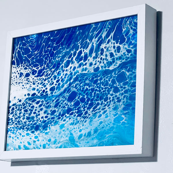 Ocean Veil – 12x14 Abstract Acrylic Painting on Canvas | Fluid Art with Swipe Technique
