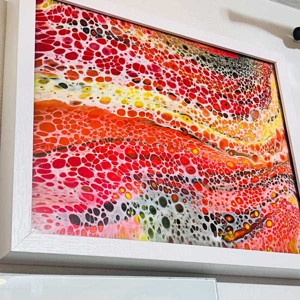 Molten Horizon – 11x14 Abstract Acrylic Painting on Canvas | Fluid Art with Swipe Technique