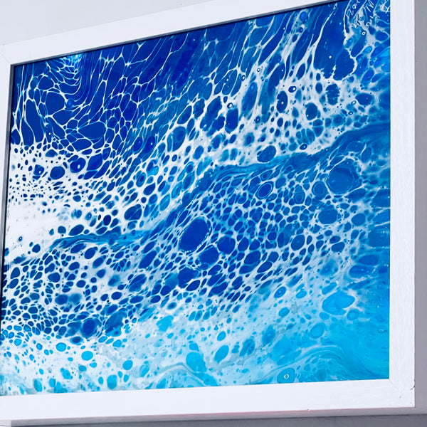 Ocean Veil – 12x14 Abstract Acrylic Painting on Canvas | Fluid Art with Swipe Technique