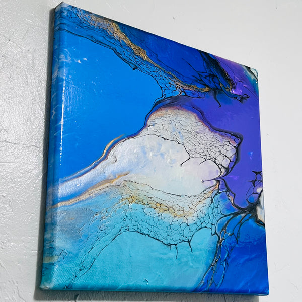 Nebula Waters – 12x12 Abstract Acrylic Painting on Gallery Wrapped Canvas | Fluid Art with Swipe Technique