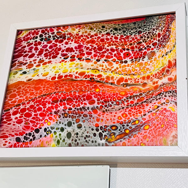 Molten Horizon – 11x14 Abstract Acrylic Painting on Canvas | Fluid Art with Swipe Technique
