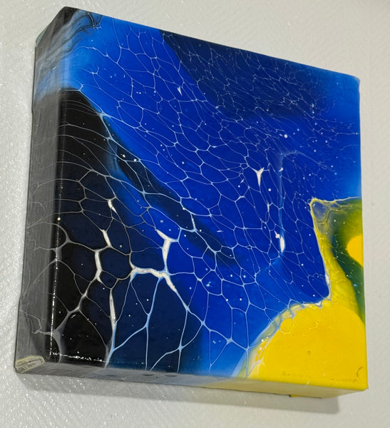 Midnight Radiance – 6x6 Inches | Abstract Acrylic Painting on Canvas | Bloom Technique Fluid Art