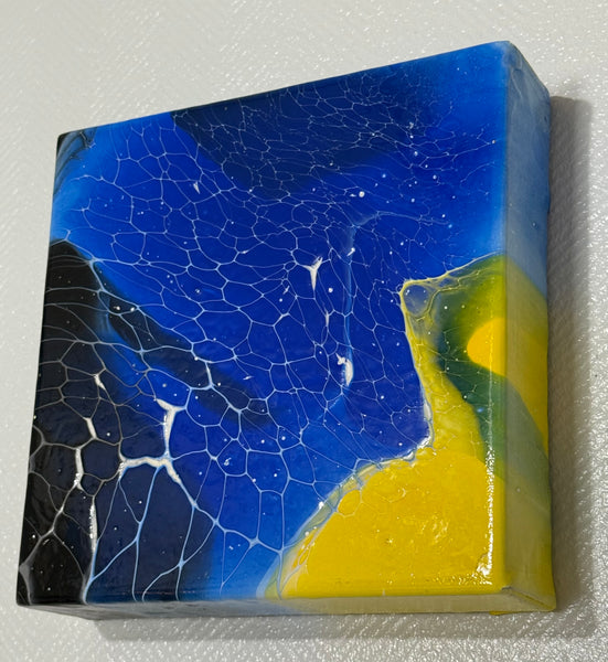 Midnight Radiance – 6x6 Inches | Abstract Acrylic Painting on Canvas | Bloom Technique Fluid Art