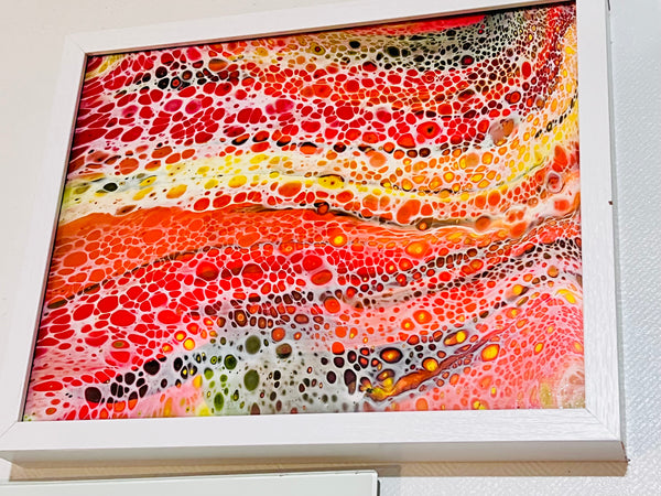Molten Horizon – 11x14 Abstract Acrylic Painting on Canvas | Fluid Art with Swipe Technique