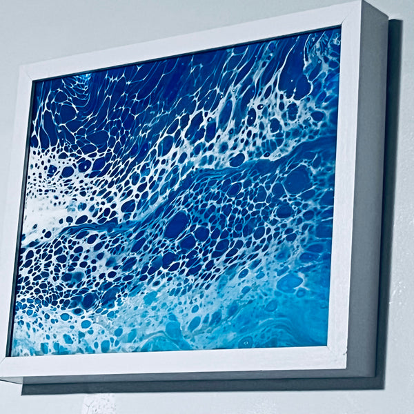Ocean Veil – 12x14 Abstract Acrylic Painting on Canvas | Fluid Art with Swipe Technique