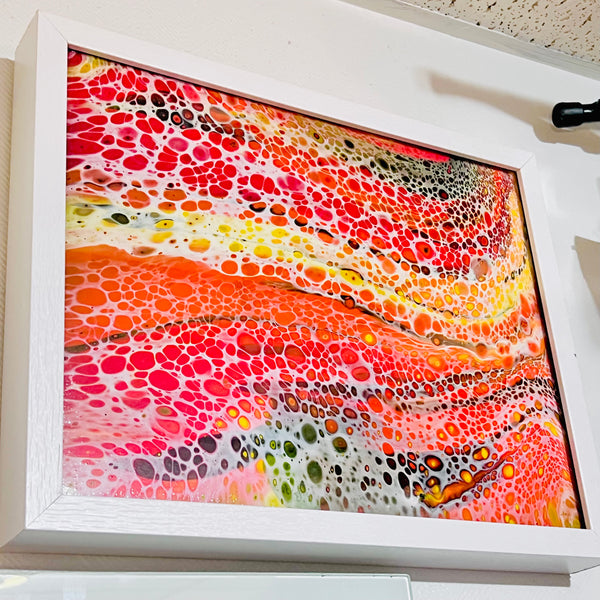 Molten Horizon – 11x14 Abstract Acrylic Painting on Canvas | Fluid Art with Swipe Technique