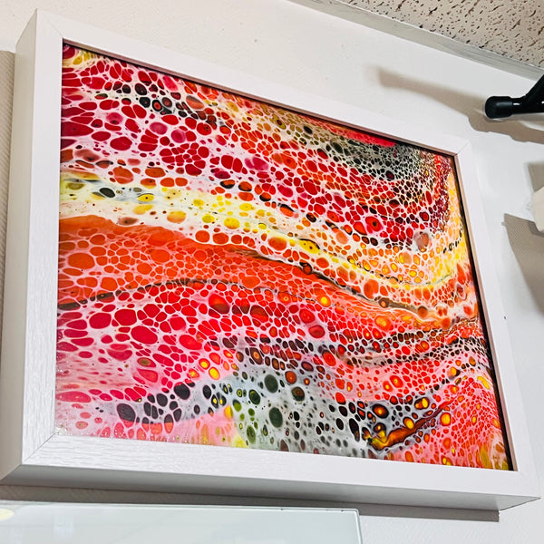 Molten Horizon – 11x14 Abstract Acrylic Painting on Canvas | Fluid Art with Swipe Technique