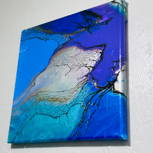 Nebula Waters – 12x12 Abstract Acrylic Painting on Gallery Wrapped Canvas | Fluid Art with Swipe Technique