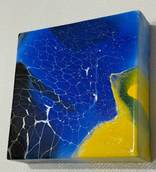 Midnight Radiance – 6x6 Inches | Abstract Acrylic Painting on Canvas | Bloom Technique Fluid Art