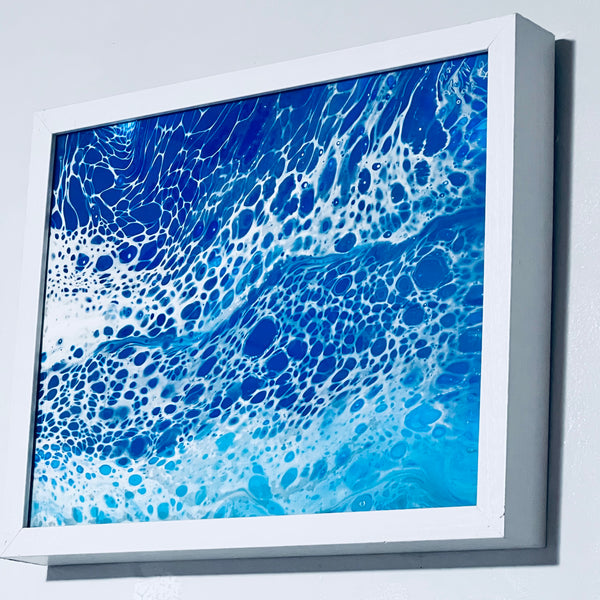 Ocean Veil – 12x14 Abstract Acrylic Painting on Canvas | Fluid Art with Swipe Technique