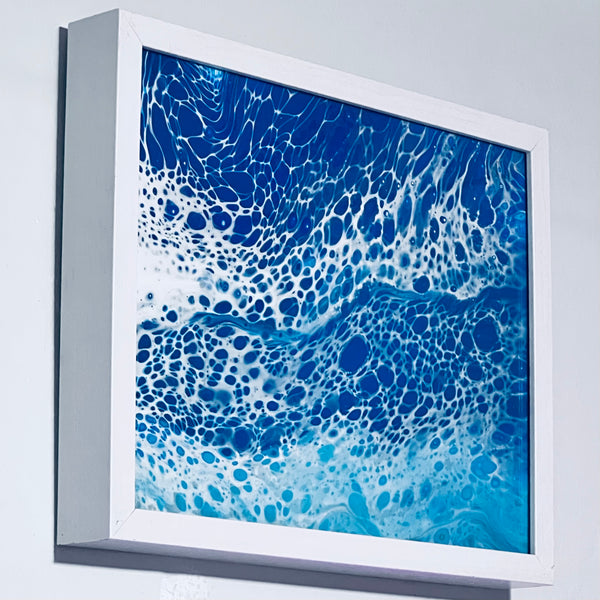 Ocean Veil – 12x14 Abstract Acrylic Painting on Canvas | Fluid Art with Swipe Technique