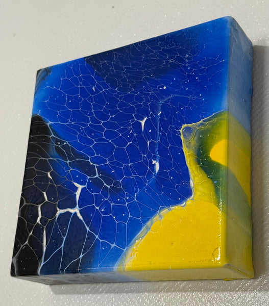 Midnight Radiance – 6x6 Inches | Abstract Acrylic Painting on Canvas | Bloom Technique Fluid Art