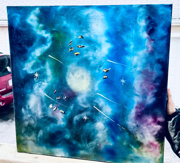 Out of Space – 24x24-Inch Oil on Canvas | Wet-on-Wet Technique with High-Gloss Finish