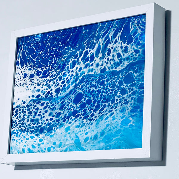 Ocean Veil – 12x14 Abstract Acrylic Painting on Canvas | Fluid Art with Swipe Technique