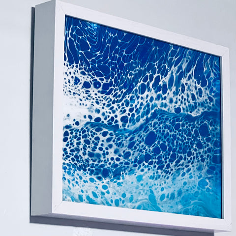 Ocean Veil – 12x14 Abstract Acrylic Painting on Canvas | Fluid Art with Swipe Technique