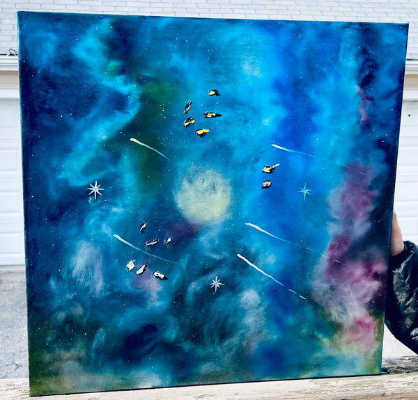 Out of Space – 24x24-Inch Oil on Canvas | Wet-on-Wet Technique with High-Gloss Finish