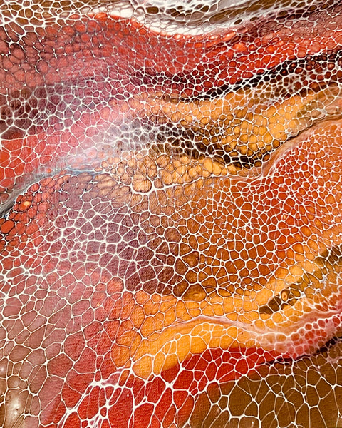 Crimson Flow | 11x14 Inch Abstract Fluid Art Swipe Painting | Original Acrylic Pour on Canvas