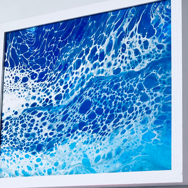 Ocean Veil – 12x14 Abstract Acrylic Painting on Canvas | Fluid Art with Swipe Technique