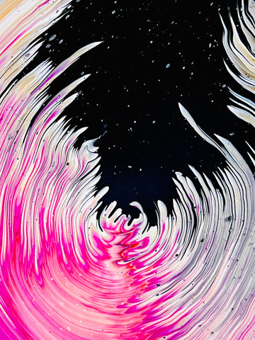 Midnight Sakura | 18 x 24 inches | Acrylics on Canvas | Fluid Art Abstract Painting | Expressionism