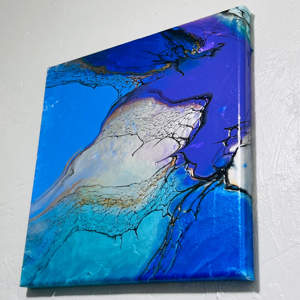 Nebula Waters – 12x12 Abstract Acrylic Painting on Gallery Wrapped Canvas | Fluid Art with Swipe Technique