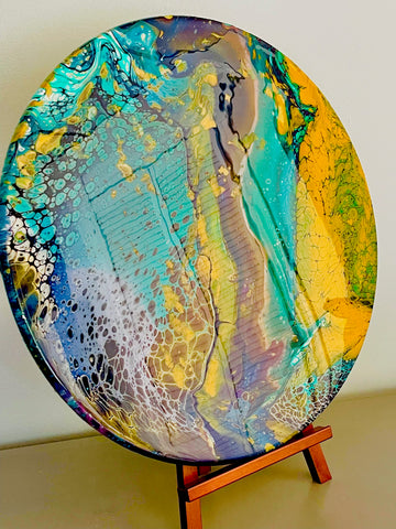 18 inches Diameter Abstract Forest-scape with Resin on Wood