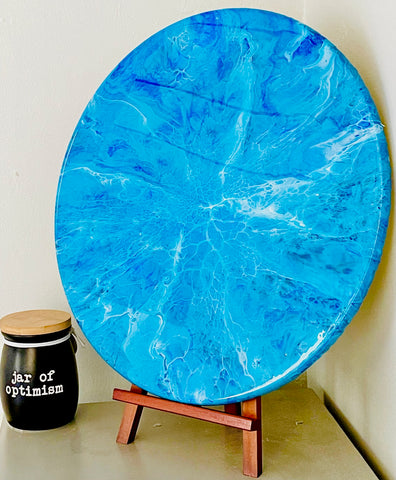 18 inches Diameter Oceanscape Resin on Wood