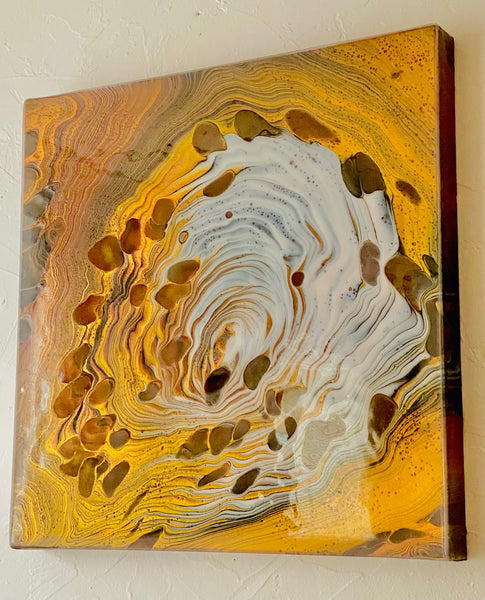 20x20 Inches Latte Acrylic Painting - Resin Finish