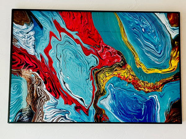 24x36 Inches Coral Reef Metal Frame Painting