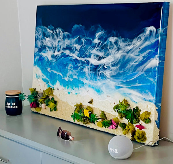 24 x 36 Realistic Resin Finish Ocean and Beachscape