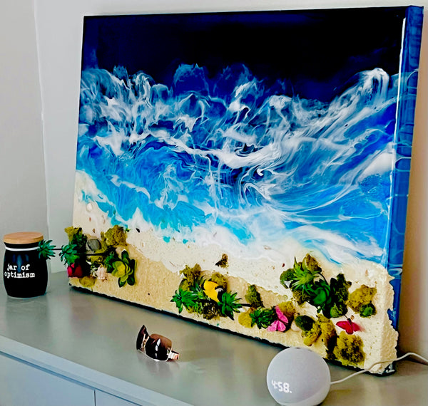 24 x 36 Realistic Resin Finish Ocean and Beachscape