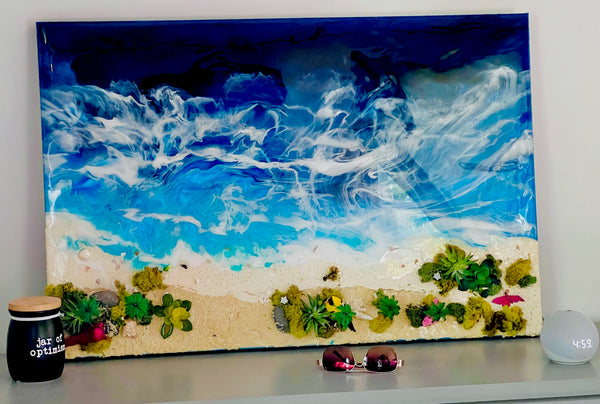 24 x 36 Realistic Resin Finish Ocean and Beachscape