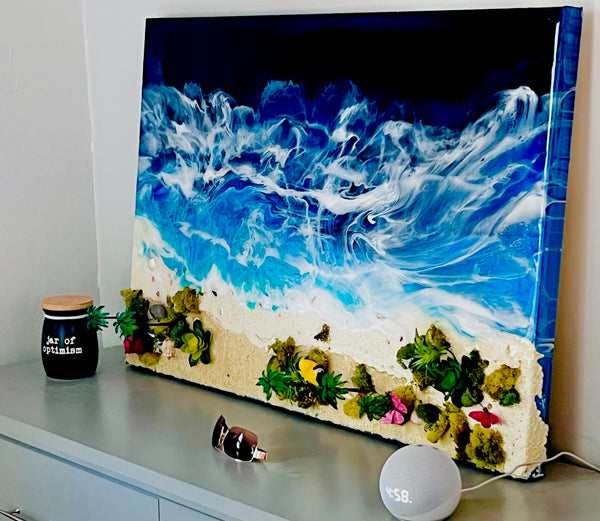 24 x 36 Realistic Resin Finish Ocean and Beachscape