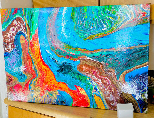 24x36 Inch Coral Reef Acrylic Painting